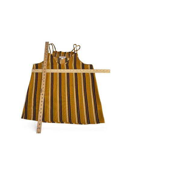 Striped Gold Yellow Navy White Tank Top Cami Size Large Lightweight Trendy Layer - Picture 5 of 5